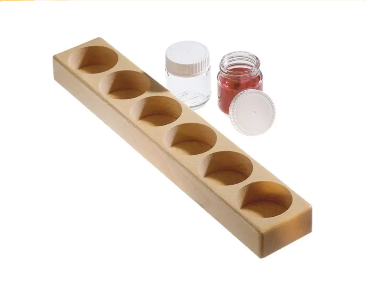 Wooden Holder for 6 glass paint jars (50ml) jars Not included
