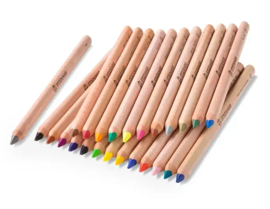 Stockmar Triangular Coloured Pencil Set - 24 assorted colors + graphite pencil