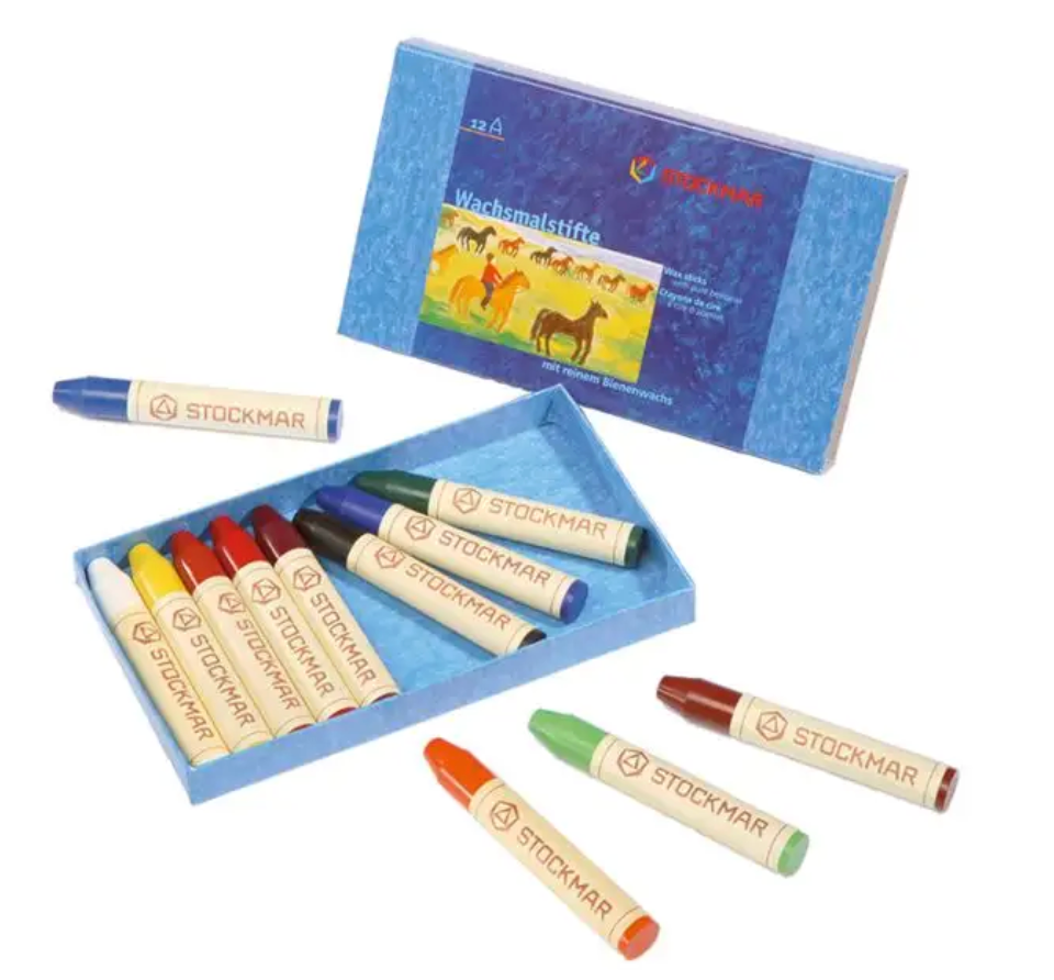 Stockmar Wax Stick Crayons Box - 12 assorted colors- 85031200