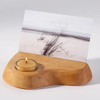 Photo, Postcard Holder w/ Beeswax Tealight Candle-70600010