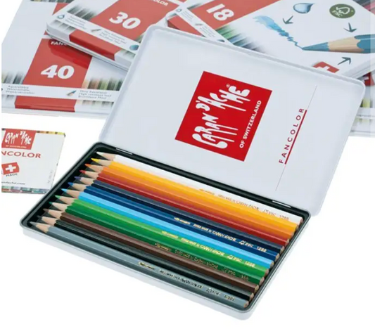 Caran d'Ache Fancolor Watercolor Pencils - Tin Case - 12 assorted colors-20539912
