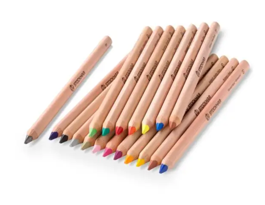 Stockmar Triangular Coloured Pencil Set - 18 assorted colors + graphite pencil