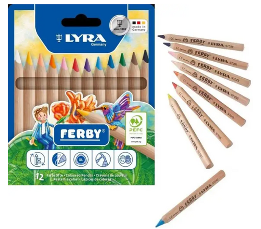 Lyra Ferby Triangular Short Color Pencils - 12 assorted colors