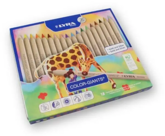 Lyra Color Giants Unlacquered Pencils - Tin Case - 18 assorted colors- 20540918