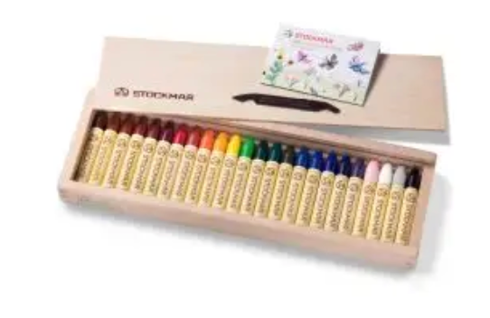 Stockmar Wax Stick Crayons Wooden Box - 24 assorted colors-85032600