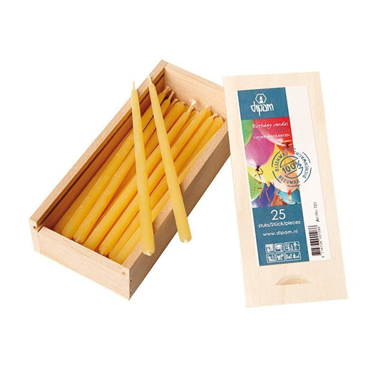 Dipam Beeswax Birthday Candles T - 25 pieces - wooden box Art. 95102106